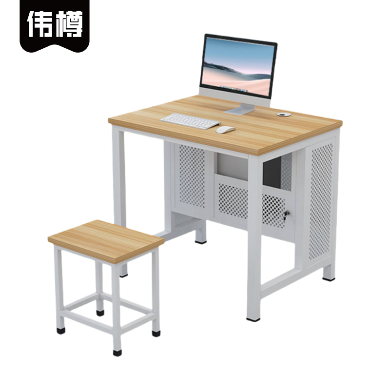 伟樽培训电脑桌一桌一凳80*60*75cm套高清大图