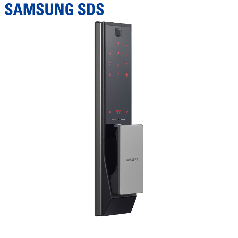 三星(SAMSUNG)智能家用防盗门锁指纹密码锁电子门锁蓝牙解锁 SHP-DP738 拉丝银高清大图