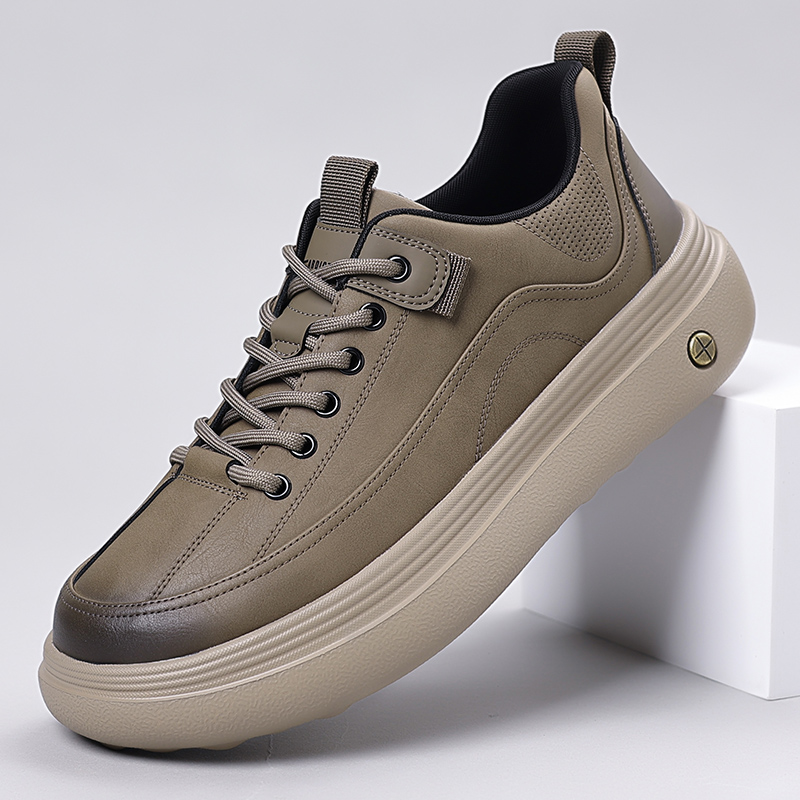 迪罗尼卡男鞋2025秋季新款贴皮板鞋百搭复古休闲鞋青年时尚软底皮鞋高清大图