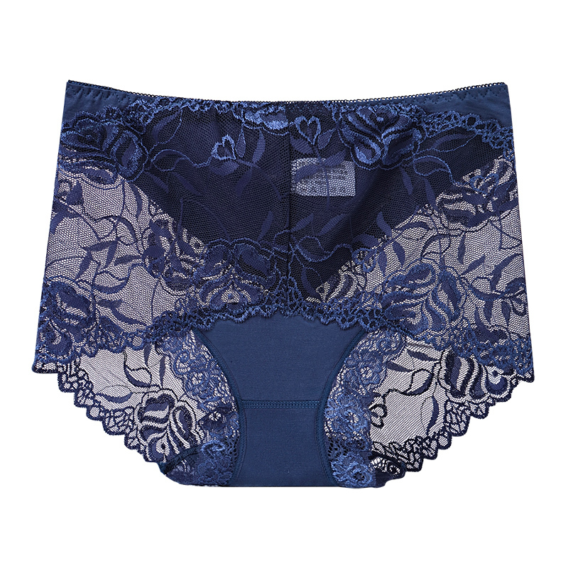 suntek蕾丝内裤女中腰性感超薄网纱透气冰丝女士三角裤头