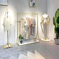 苏宁放心购服装店展示架金色服装架女装店货架落地式挂衣架不漆店铺设计A-STYLE
