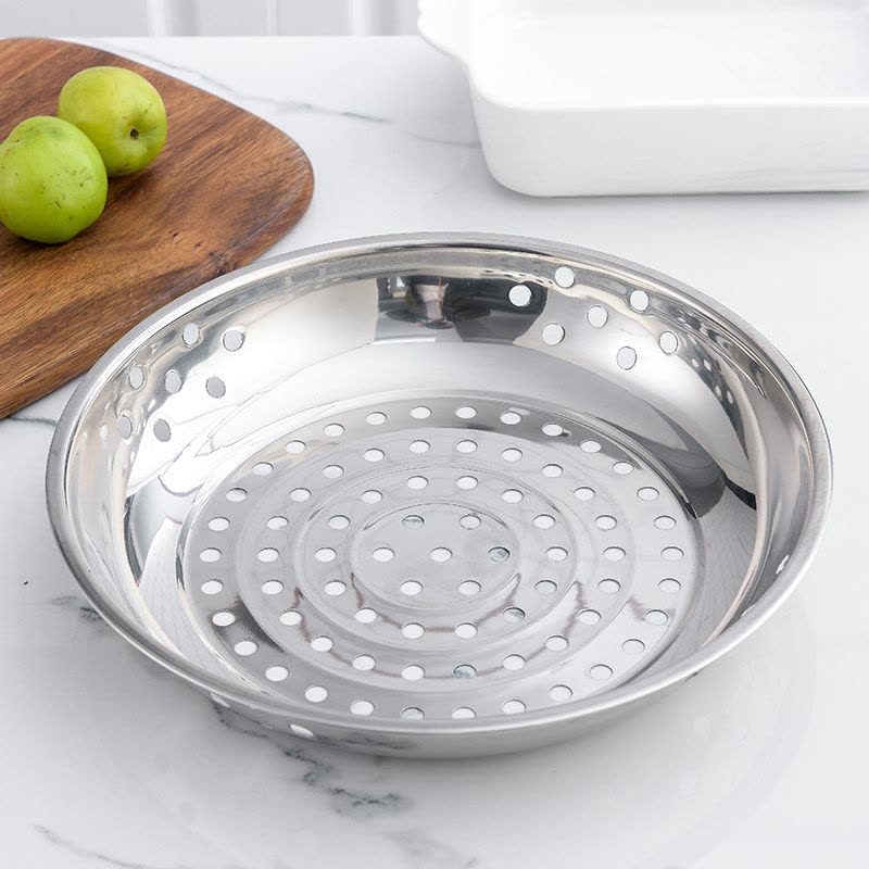 不锈钢蒸盘厨房家用电饭煲蒸笼蒸盘蒸格圆形蒸屉蒸包饺子用冲孔盘 敬平 32cm大孔蒸盘蒸屉/架/篮图片