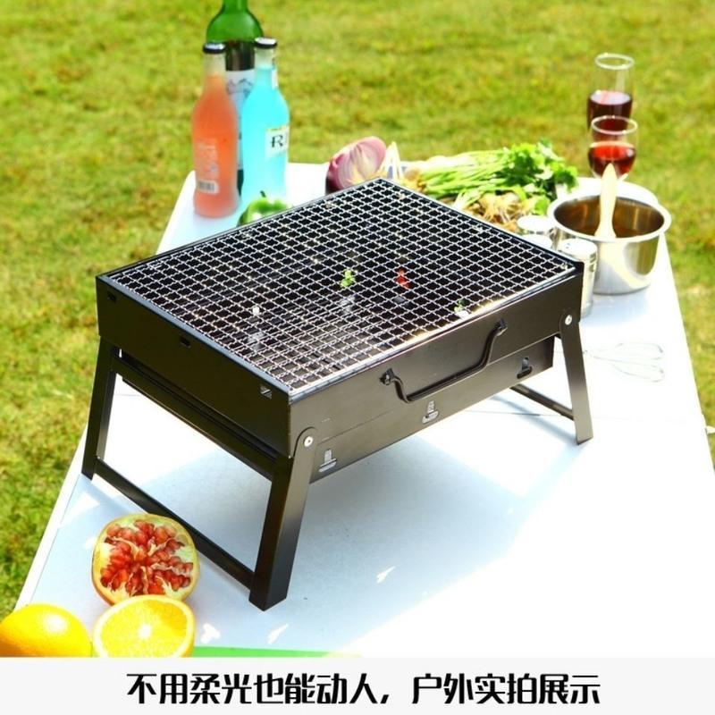 烧烤炉小号（35*27*20） 小黑钢烧烤箱家用庭院BBQ简易便携户外烧烤炉折叠式 木碳烧烤炉