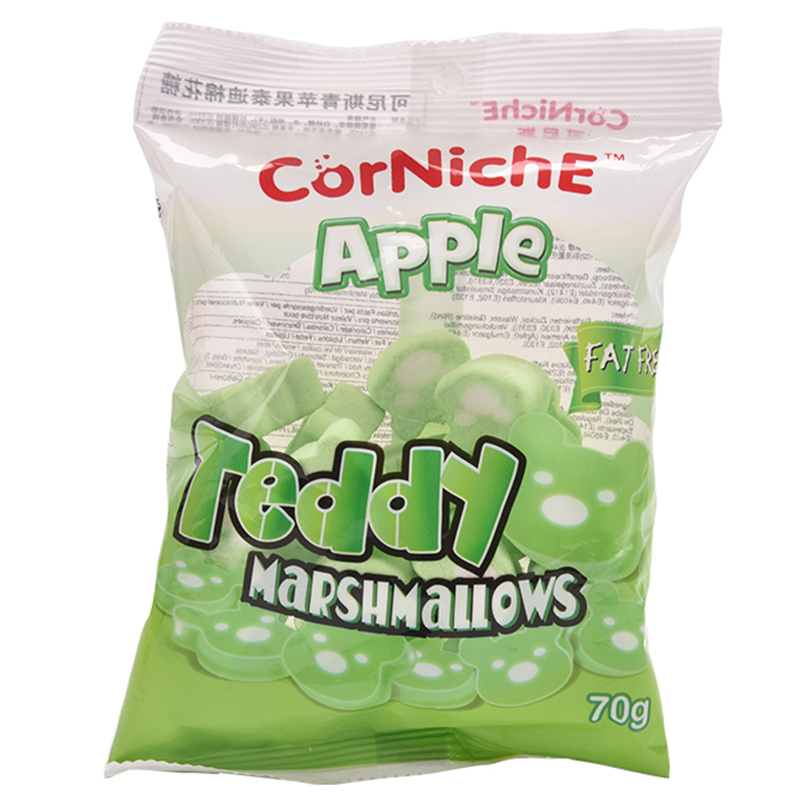 可尼斯(Corniche)青苹果味泰迪棉花糖70g 菲律宾进口儿童休闲零食糖果喜糖软糖