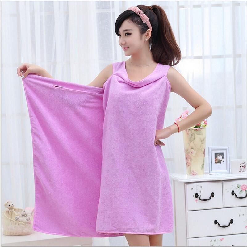 百变魔术女士承认带可以穿的吸水浴袍浴巾粉色紫色蓝色白色