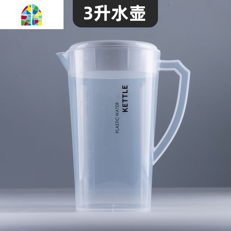 冷水壶塑料可高温家用大容量日式套装创意凉水壶耐热防摔扎壶茶壶 FENGHOU 白色3L高清大图