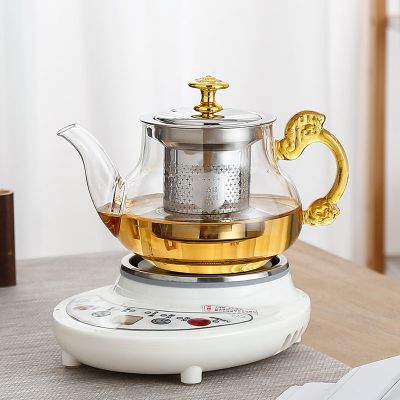 400毫升福雅黄 单壶+煮茶炉 煮茶器套装耐热养生玻璃煮茶炉蒸汽煮茶壶加热小电热炉家用熬茶壶
