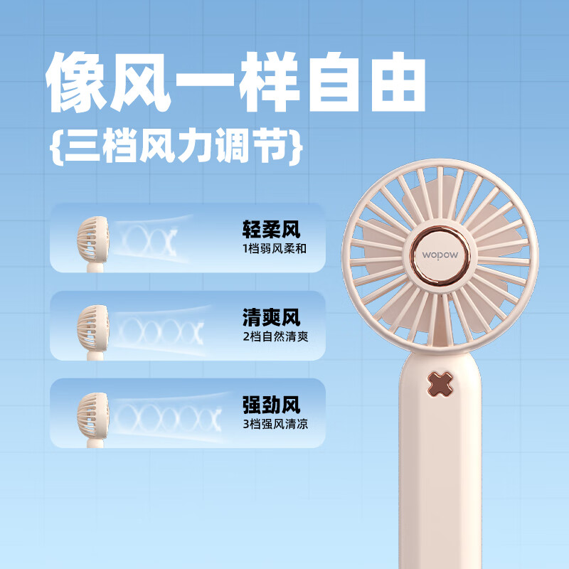 沃品WOPOW 手持mini小风扇 便携式usb充电(白色) FA26 个高清大图