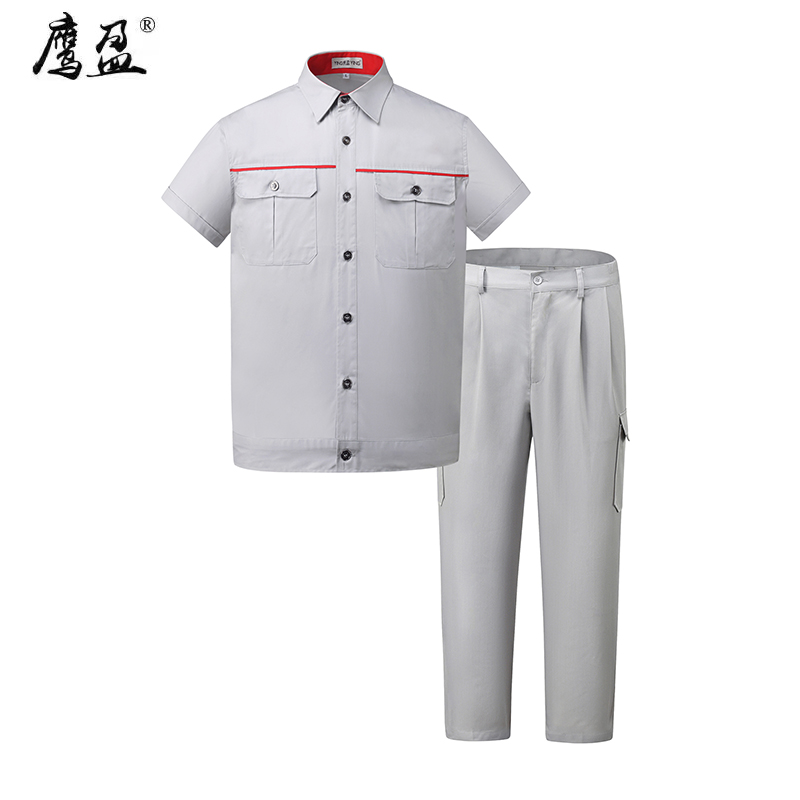 鹰盈 夏季灰白工作服 各码 套高清大图