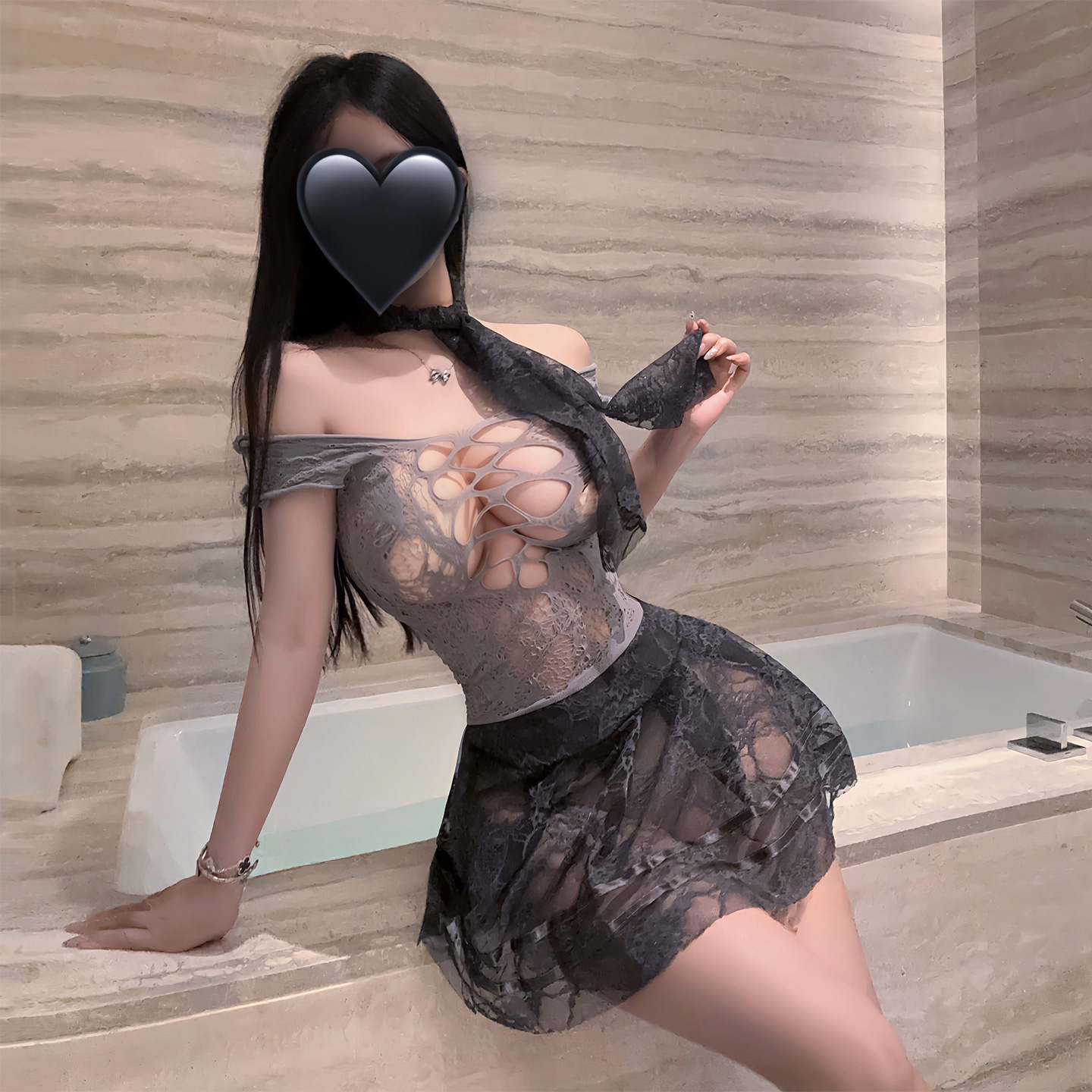 霏慕镂空透胸优雅蕾丝网衣裙套装透明可视性感情趣内衣女式连衣裙夫妻床上衣服7490高清大图