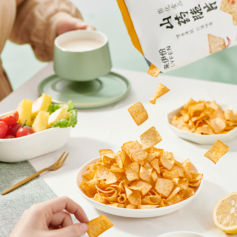 [69元任选13件]来伊份香辣烧烤味山药脆片58g*2薄片脆薯片休闲零食小吃来一份高清大图