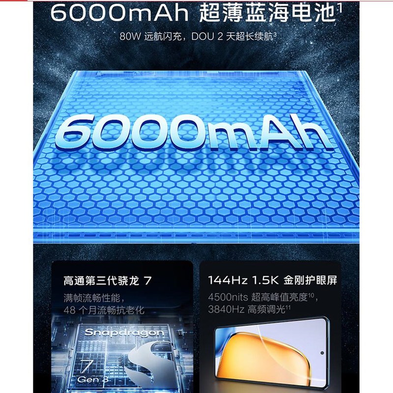 vivo Y200 GT 风暴 8GB+256GB 第三代骁龙7 5G芯 6000mAh电池 80W充电 5000万高清影像 5G 手机 Y200