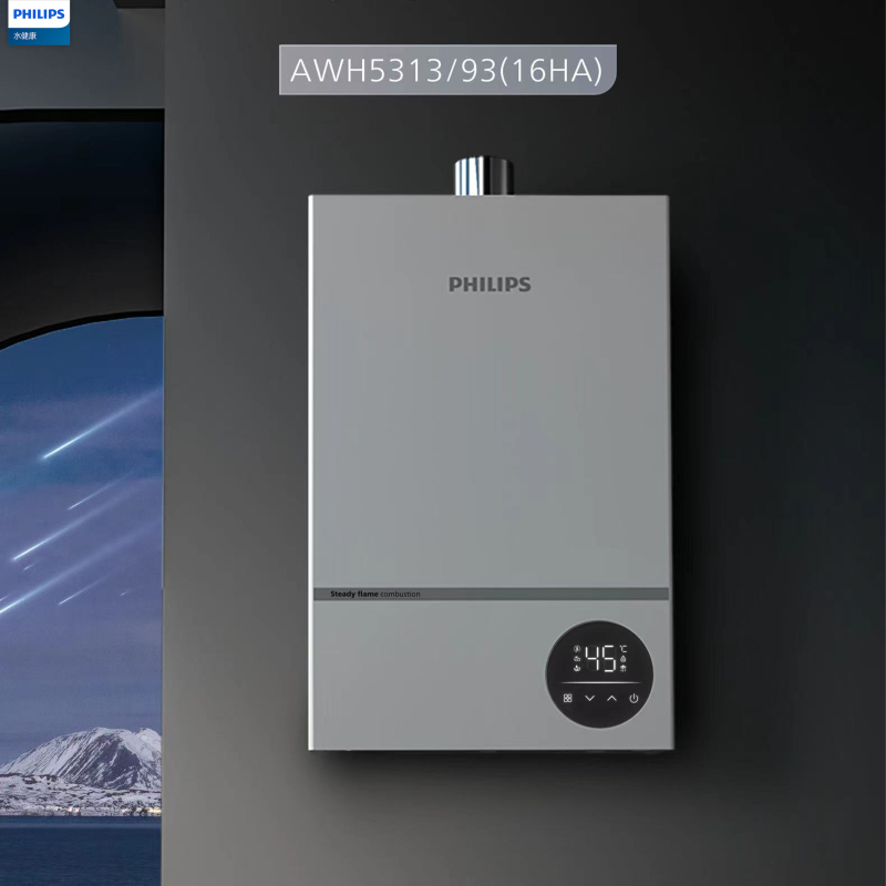 飞利浦(philips)16升燃气热水器天然气 节能稳焰系统 双重防冻 流星锤