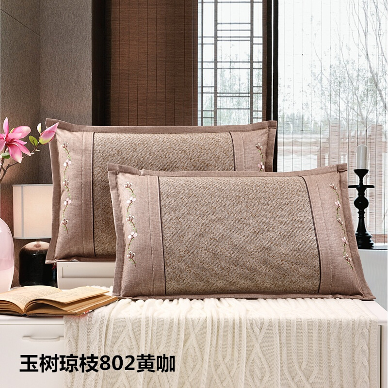夏季双面凉席枕头套夏天冰丝枕套凉枕头套冰藤席枕套一对装771-7(一对装)枕套48cmX74cm