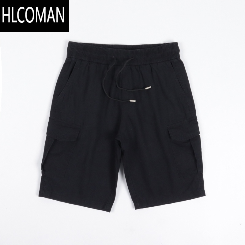 HLCOMAN水洗棉!夏季男女工装短裤卡其色多口袋五分裤宽松直筒帆布休闲裤