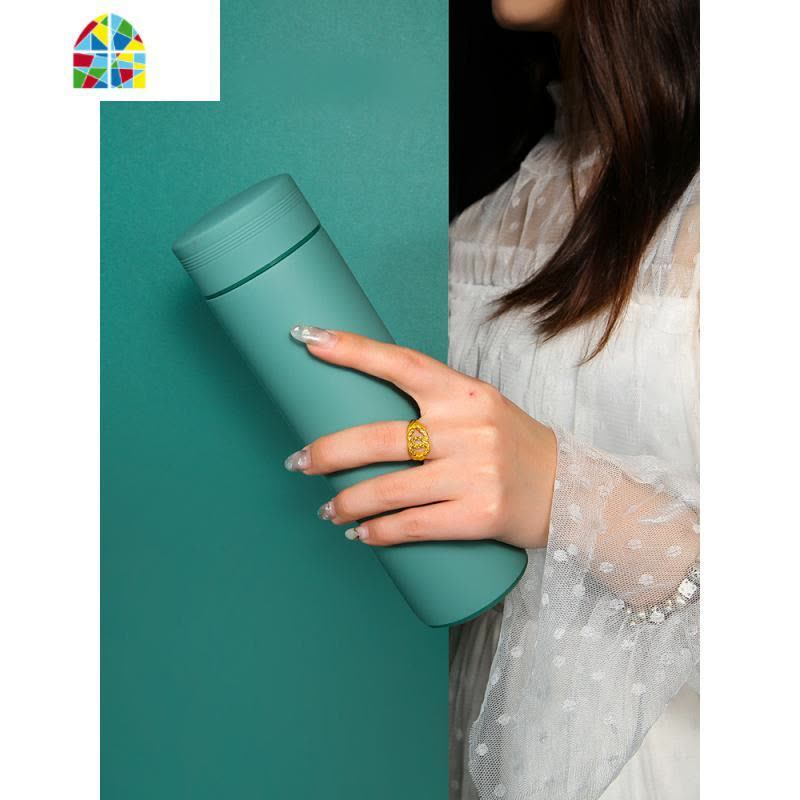 保温杯女简约304不锈钢男马卡龙潮流水杯子学生韩国清新可爱定制 FENGHOU 米白色图片