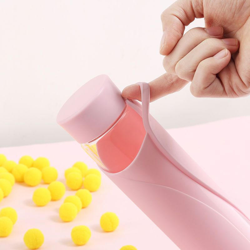 玻璃杯 韩国简约小清新可爱杯子 便携女学生随手杯 艾莉森粉色350ml