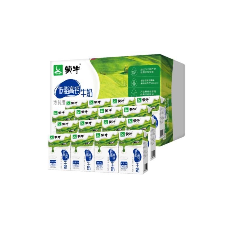 "蒙牛 低脂高钙牛奶 250ml*16 礼盒装  金日禾野 纯燕麦片900g 单位