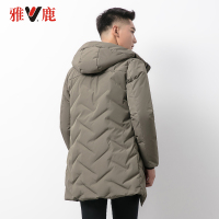 yaloo/雅鹿羽绒服男 中长款2018冬季韩版加厚修身鸭绒连帽外套潮