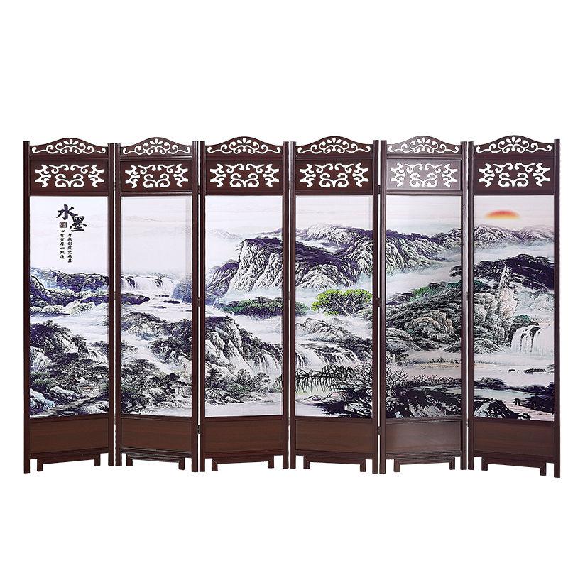 BONJEAN实木中式仿古屏风折叠可移动卧室遮挡隔断客厅隔断玄关双面复古高清大图