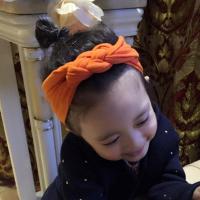 儿童发饰欧美宽边交叉宝宝婴儿弹力发带韩国发箍女童发饰头箍头带 中国结-橘色
