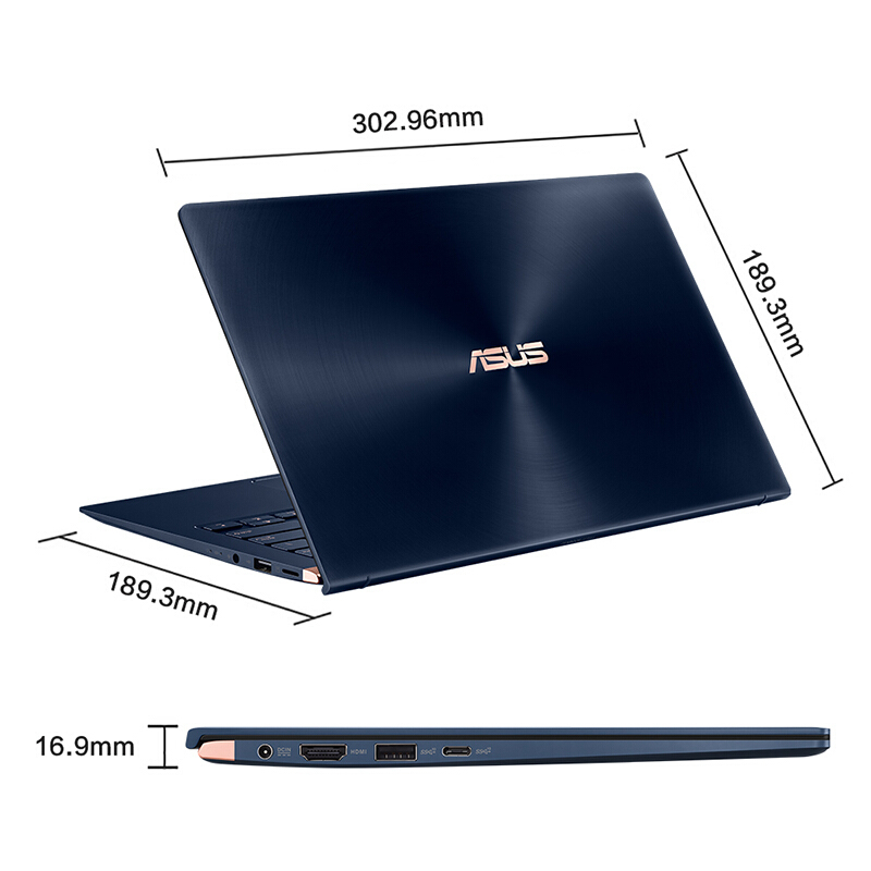 华硕(ASUS) 灵耀2代 Deluxe13 13.3英寸合金机身轻薄本游戏笔记本电脑(四核i7-8565U 8G 512GBSSD MX150 2G独显 IPS)尊爵蓝