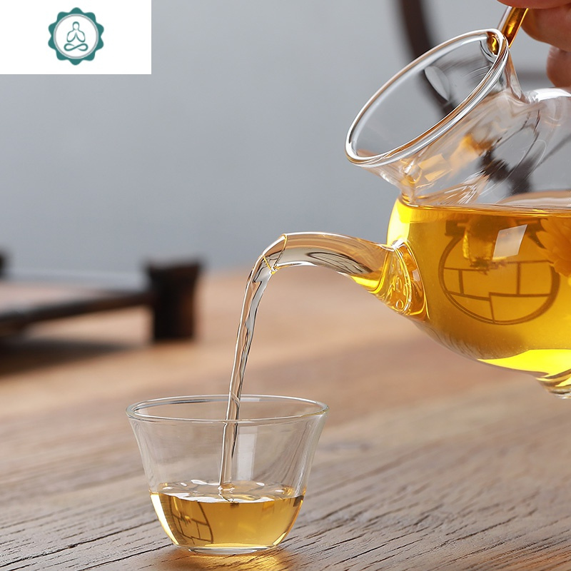 日式耐热纯手工吹制壶型玻璃公道杯仿宋执壶公杯滤茶器