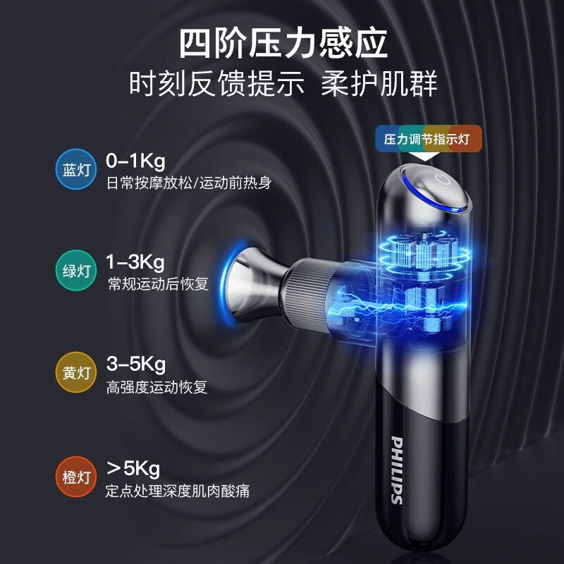 飞利浦(PHILIPS)mini小金刚筋膜枪迷你肌肉按摩器健身运动全身按摩枪PPM5101G高清大图