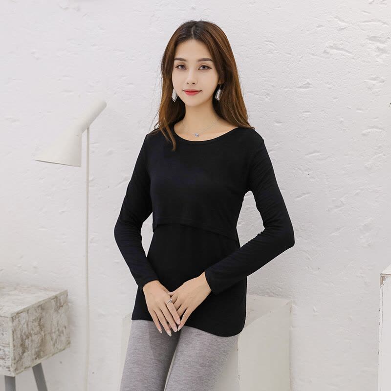 迪鲁奥(DILUAO)哺乳衣春秋2021薄款孕妇装长袖上衣哺乳孕妇喂奶衣孕妇图片