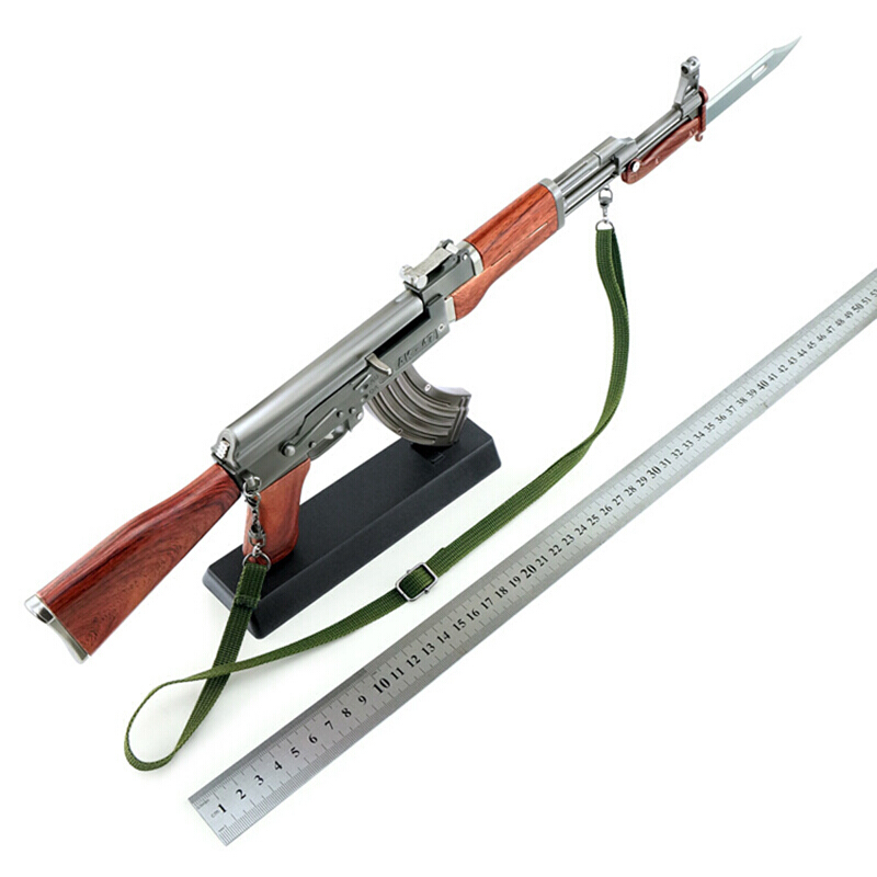 1:2.05升级AK47突击合金模型玩具 军事收藏礼品模金属可拆卸拼装不可发射 升级木纹版AK47金色高清大图