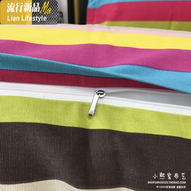 七彩条纹棉帆布床单被套 四季布老粗布桌布窗帘面料炕单可加工 三维工匠
