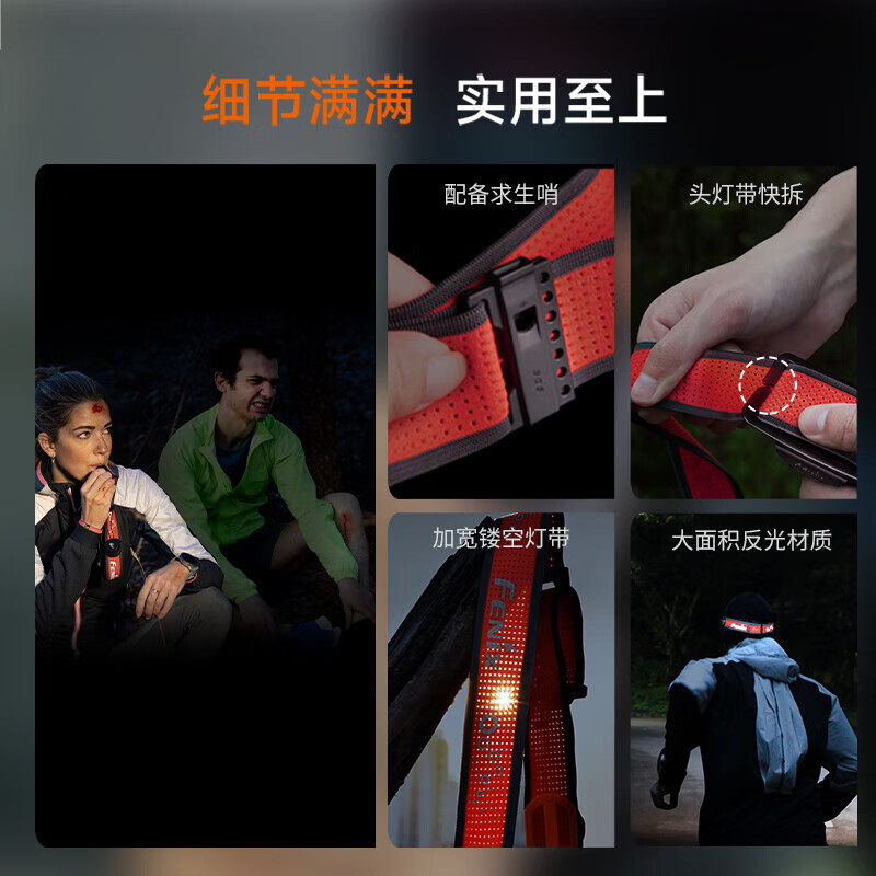 Fenix HM65R-T V2.0超轻双光源镁合金越野跑头灯1600流明170米射程 星云紫高清大图