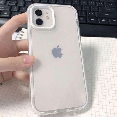 简约透明三合一苹果12手机壳iPhone11promax全包防摔X/XR男女款8p 三合一 透明白边框 苹果12Mini