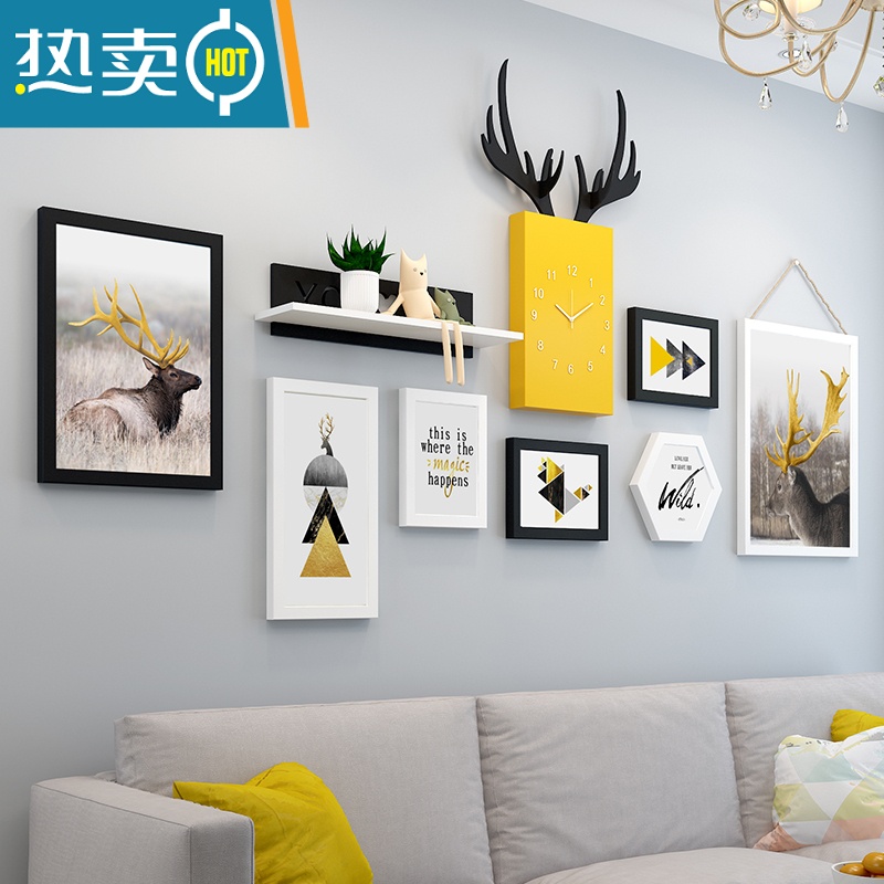 敬平北欧客厅装饰画沙发背景墙钟表画餐厅墙面墙壁画卧室房间床头挂画高清大图