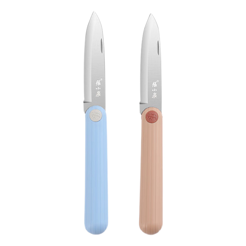张小泉水果刀80mm折叠款炫彩缘系列D21320100颜色随机)