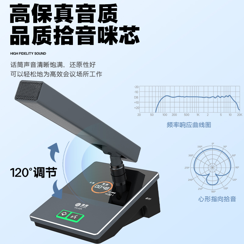 惠度(HuiDu)YX-X2C有线手拉手会议麦克风系统视频跟踪智能高保真抗干扰电容鹅颈话筒主席麦高清大图