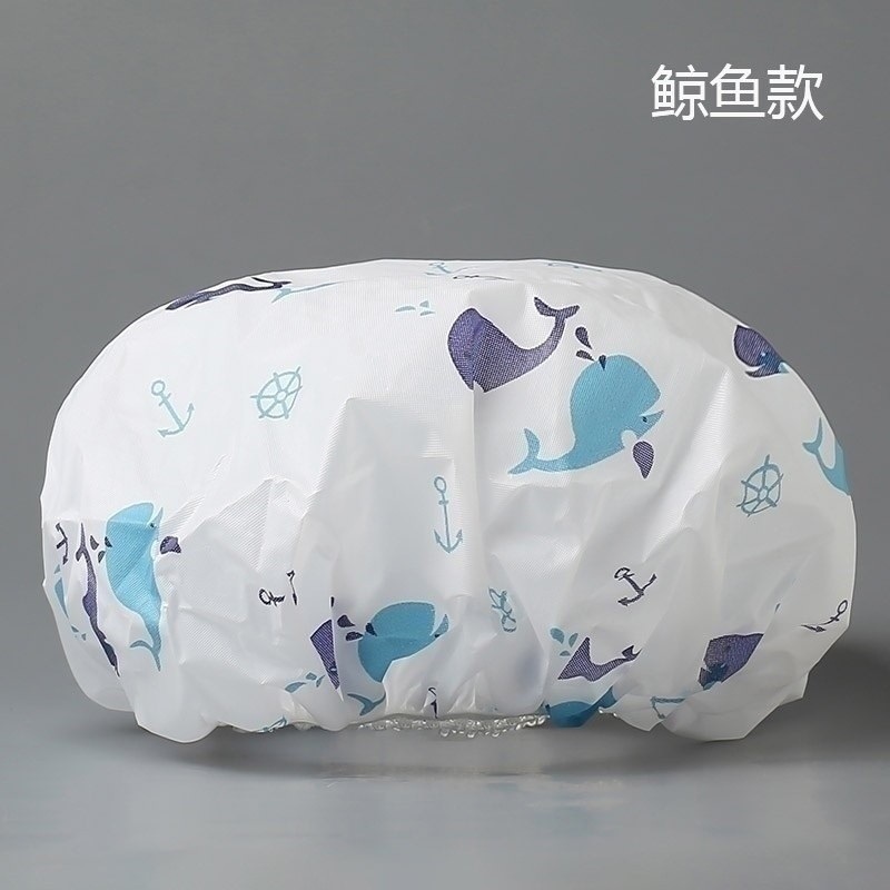 5个装防水浴帽成人家用做饭女士炒菜头发防尘塑料沐帽时尚印花透 三维工匠 浴帽五个【蝴蝶结】