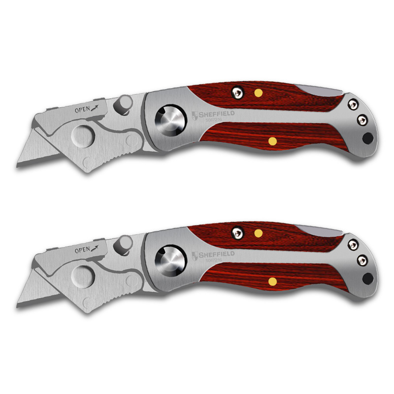 钢盾sheffield迷你型彩木不锈钢折叠刀s067216