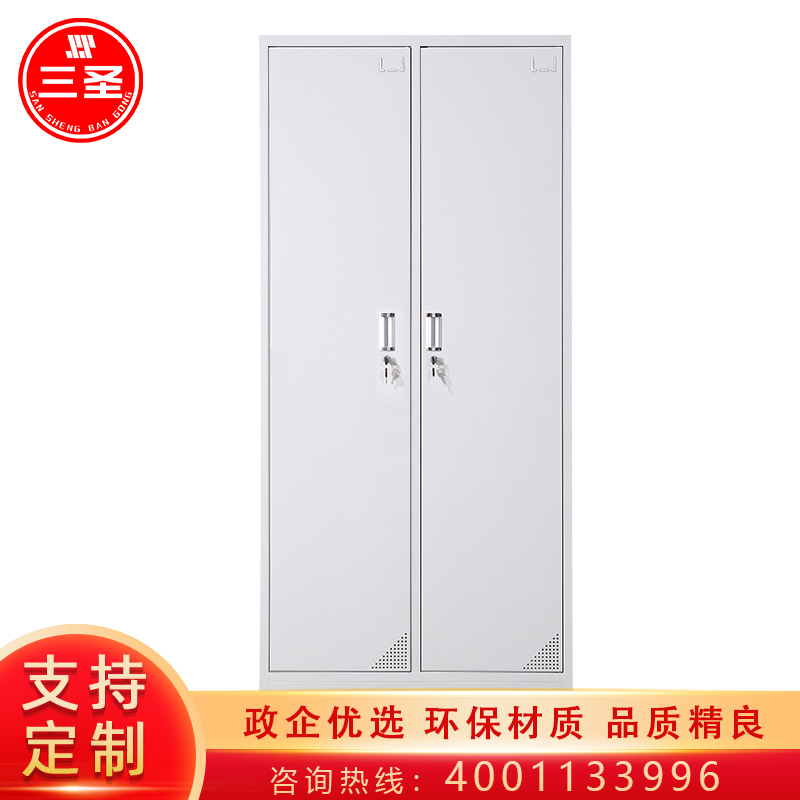 三圣 办公家具二门铁皮柜更衣柜员工储物柜存放鞋包柜更衣柜