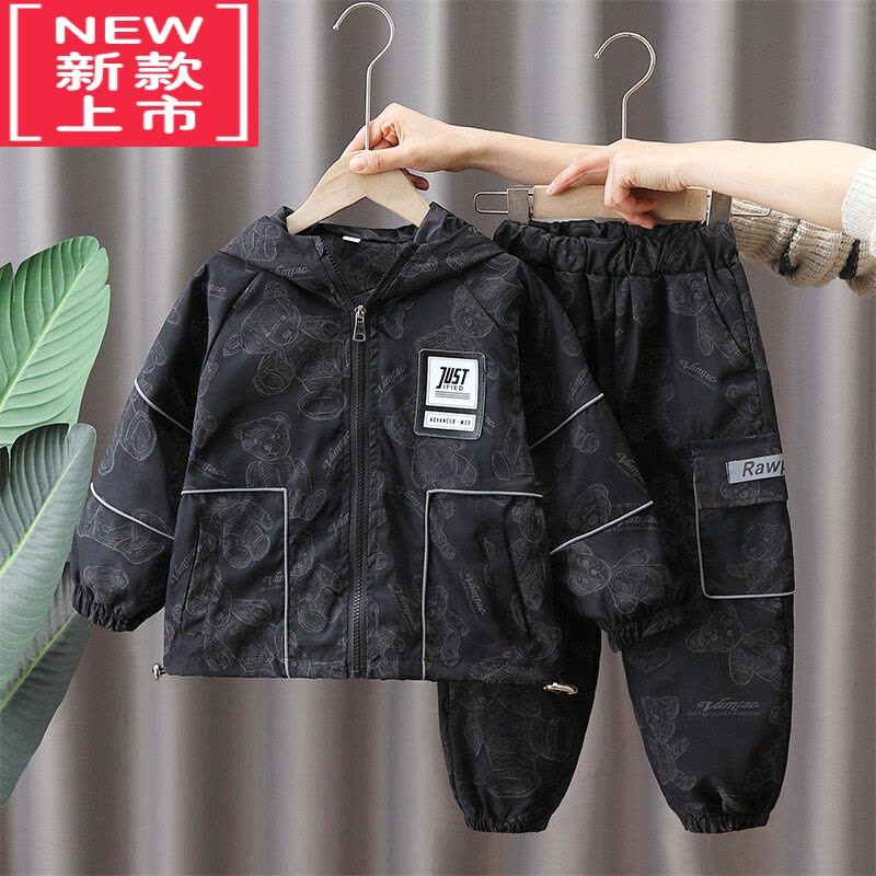 可莉允男童外套秋冬装男新款洋气宝宝秋装上衣儿童时髦棉衣风衣男孩加绒棉服图片