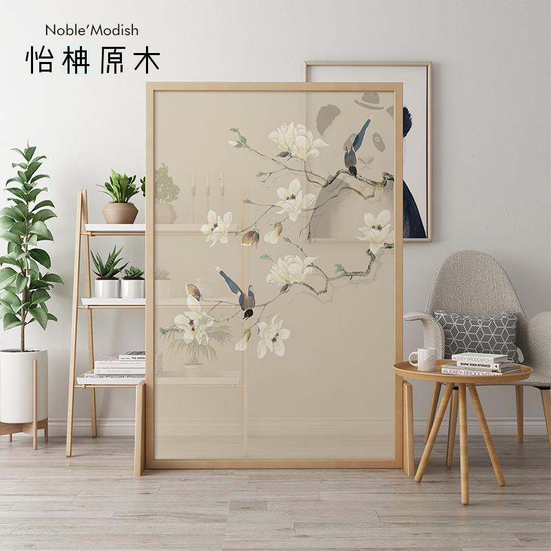 森美人新中式实木屏风隔断客厅布艺玄关卧室简约现代进遮挡家用小户型高清大图