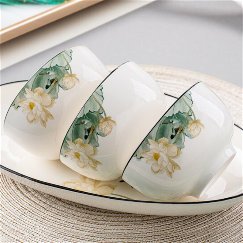 dp优尊陶瓷釉中彩陶瓷碗家用组合套装新中式45寸饭碗48英寸饭碗