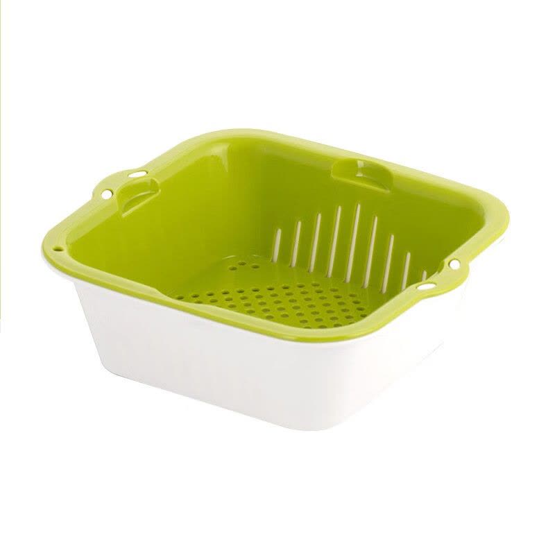 茶花(CHAHUA) 塑料果蔬篮洗菜篮 时尚滤水筛(中号)绿色1161尺寸:25*23*8.5cm图片