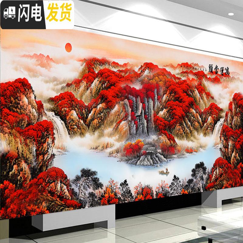 三维工匠鸿运当头十字绣线绣2020新款客厅风景满绣自己绣手工家用简单刺绣 丝线150*60cm[满绣]三股绣送全套工具高清大图