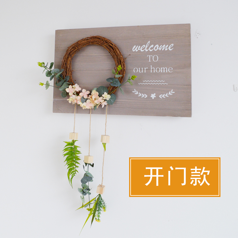 田园壁饰北欧实木电表箱遮挡创意电闸箱集线箱配电箱装饰乡村壁挂 三维工匠 灰色-小款香槟色花(开门款)(50*27)高清大图