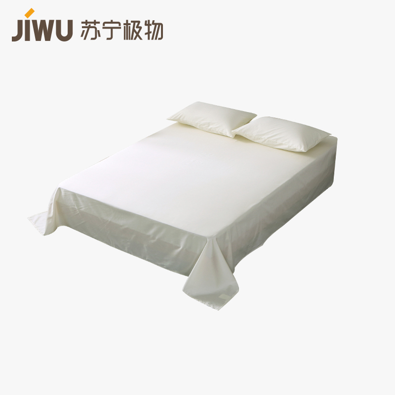 苏宁极物 300根亲肤水洗棉全棉贡缎床单纯棉单件双人被单被罩