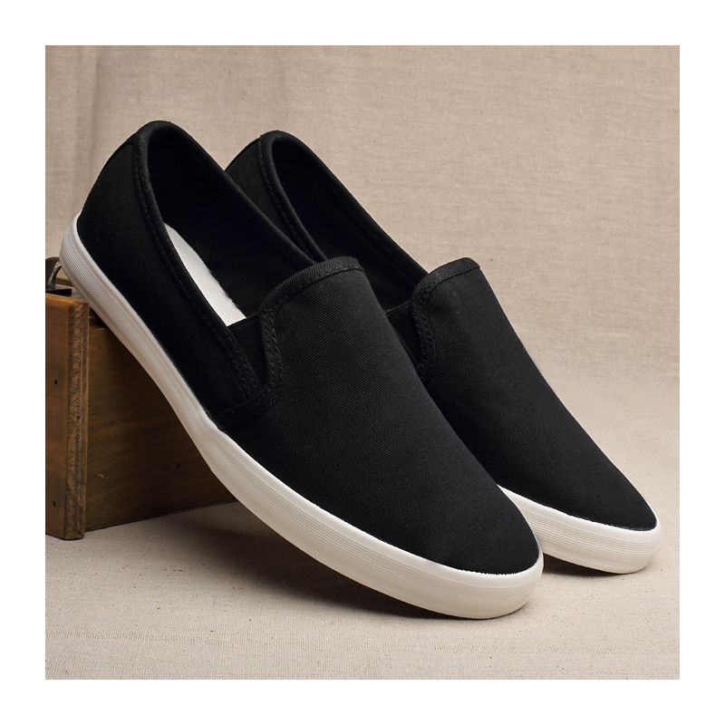 金三志小呆家白色帆布鞋男春夏一脚蹬懒人鞋男布鞋休闲鞋套脚小白鞋男