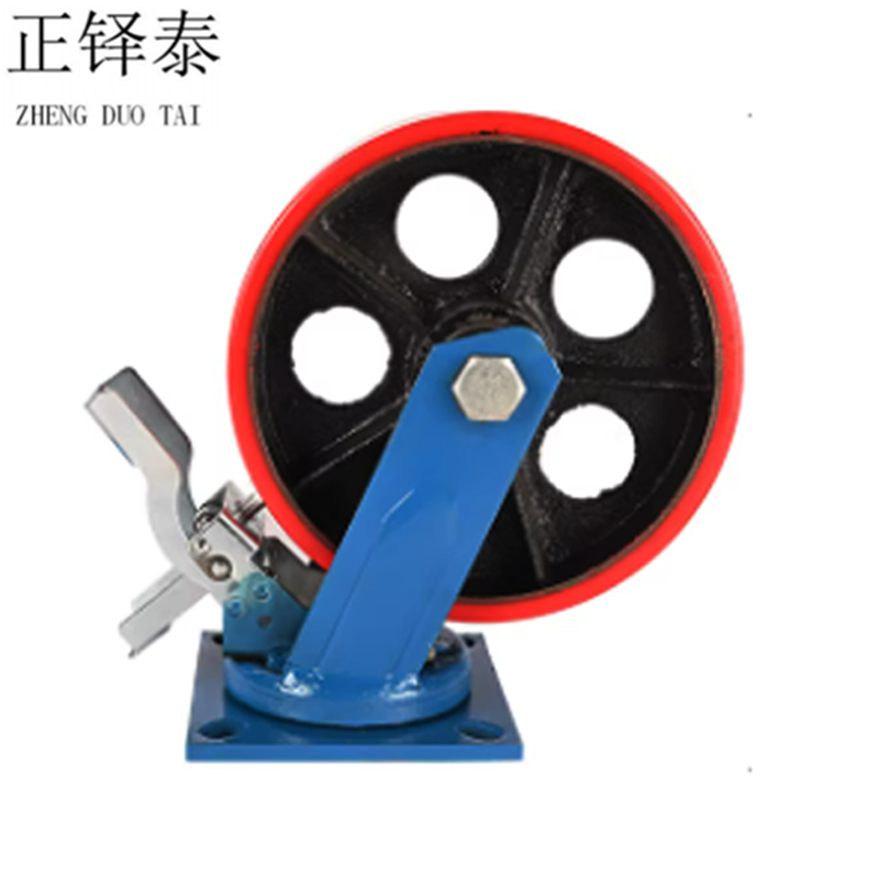 正铎泰 重型铁芯聚氨酯轮 刹车万向轮8寸200mm /个 刹车万向轮8寸200mm