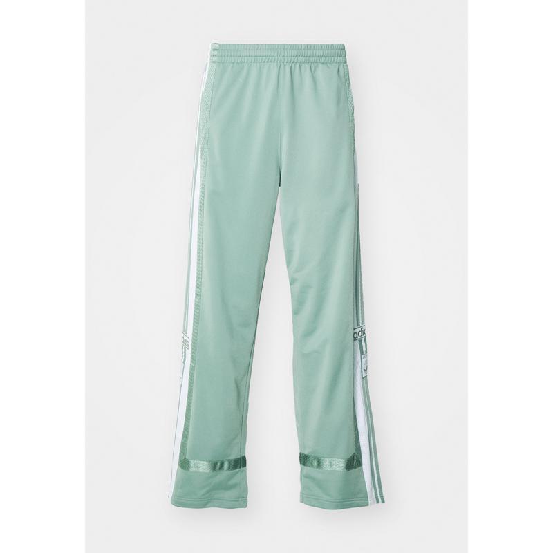 Adidas女款休闲运动裤经典银绿色弹力松紧腰侧口袋设计