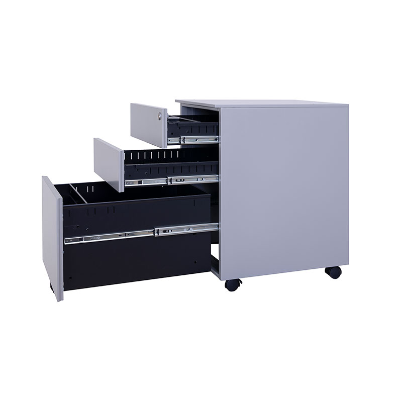 臻远 ZY-HDGB-03 钢制活动柜办公文件柜三抽储物矮柜 侧拉款闪银灰色高清大图